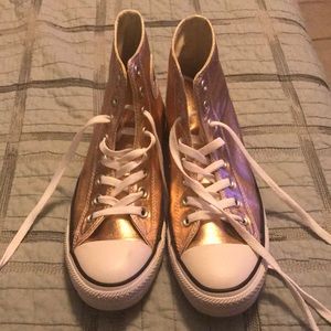 Gold hi tops Converse